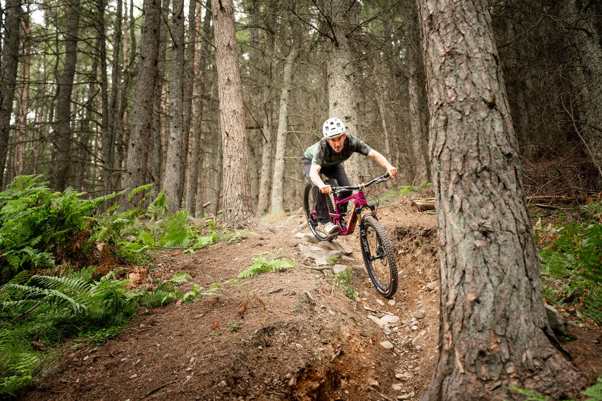 Neil riding the Santa Cruz Bronson V5 at Thornilee