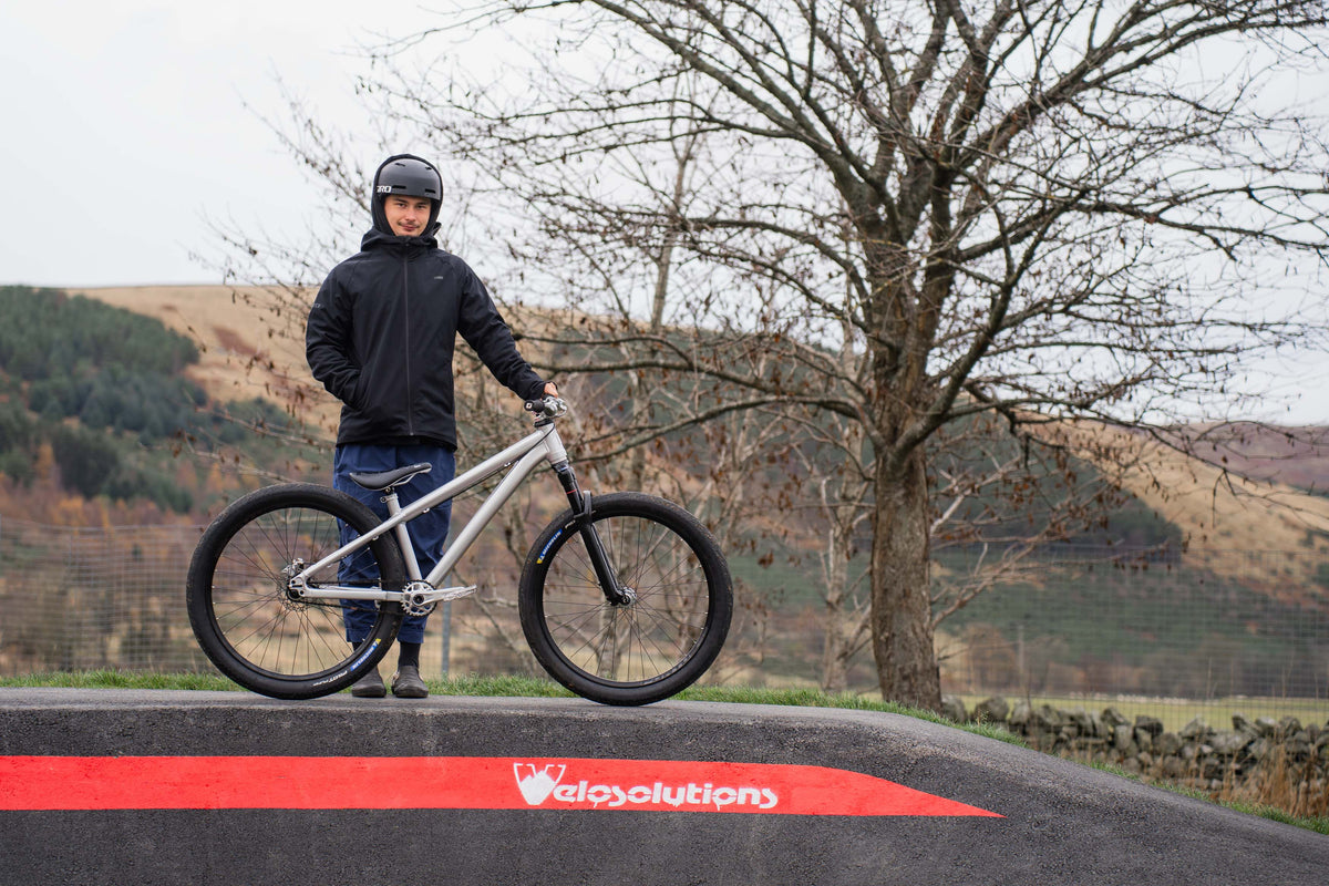 Jake and his Santa Cruz Jackal at the Waklerburn Pumptrack